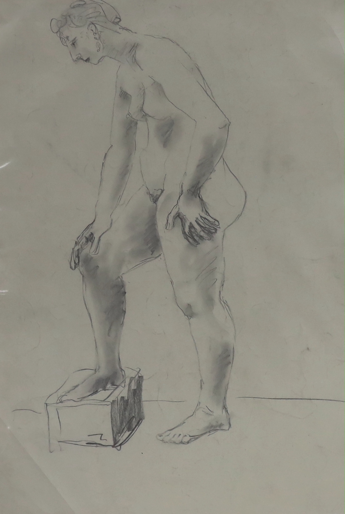 Hugo “Puck” Dachinger (1908-1995), six charcoal sketches, Nude studies, unsigned, four mounted, largest 53 x 40cm, two framed